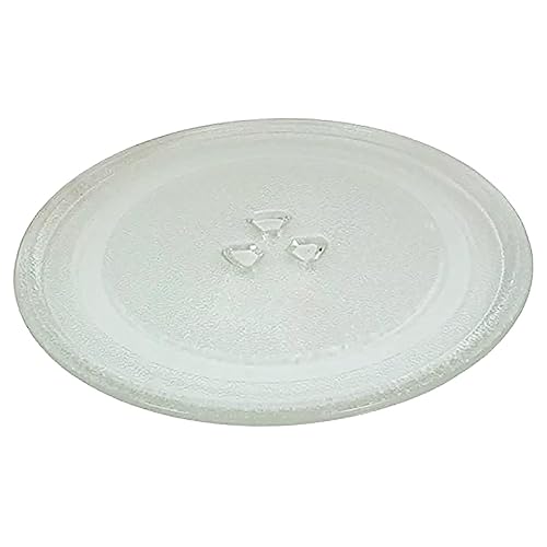Plato pequeño de cristal para microondas de 24,5 cm, plato giratorio de vidrio para microondas antiadherente con juego de estante (blanco, talla única)