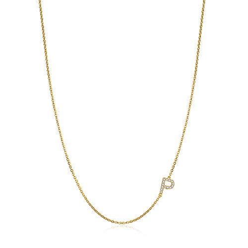 Dainty Initial Necklace, Women 14k Gold Filled Dainty Sideways P Letter Necklace, Hypoallergenic Monogram Initial Chain Necklace Gifts for Teen Girls Girlfriend
