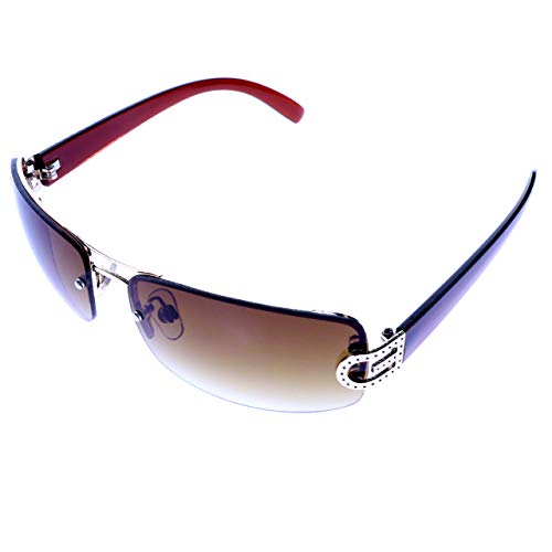 Mi Amore UV protection Semi-Rimless-Sunglasses Brown/Blue2