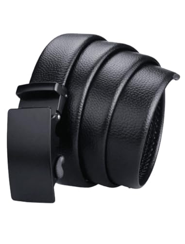 Men's Genuine Leather Ratchet Belt, Adjustable Click Slide Buckle, Trim to Fit3