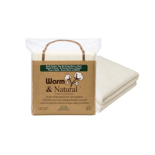 The Warm Company - Warm & Natural Cotton Quilt Batting &ndash; Twin Size 72' x 90' &ndash; Premium Quilt & Craft Batting for Sewing & Quilting Projects