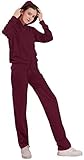 2 Piece Outfits Women's Tracksuit Sets Sweatsuit Hoodie and Sweat Pants Jogging Solid Zip Up Active Jogger Track Suit Burgundy XL