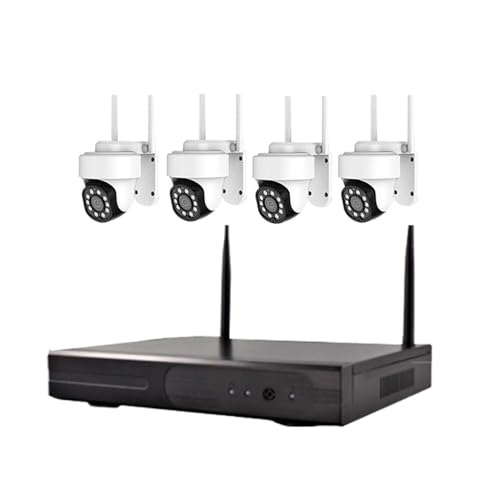 ELLOIN 4 Channels Wireless WiFi Camera Kit with Two Way Audio, Home NVR Surveillance System, 3MP Security PTZ Camera System with Smart Color Night Vision, Motion Detection