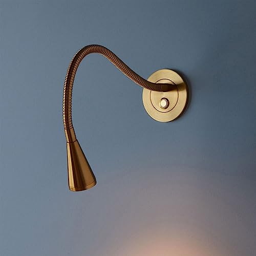 Lampe de lecture murale dorée à LED, applique murale de chevet, col de cygne flexible, avec interrupteur poussoir, lampe de lecture moderne pour tête de lit...