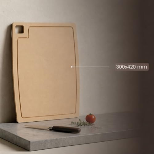 Image of Chopping Board, HPL Cutting Board with Built-in Groove, Anti-Bacterial & Water Resistant, Scratch Resistant for Kitchen Use, 30 x 42 cm