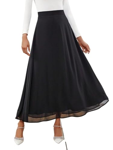 Elegant Plain A-Line High Waist Flowy Skirt 2025 Fashion Skirts for Women
