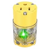 NEMA 5-15 Extension Cord Repair Ends Illuminated Electrical Female Plugs Cord Caps Replacement 15A 120V with Green Neon Light UL Listed