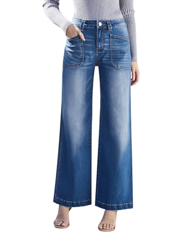 Women's Wide Leg Sweatpant Jeans Y2k Baggy Loose Trouser Jeans High Waisted Stretch Denim Pants