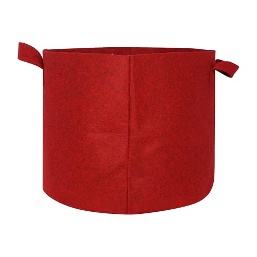 Image of Geo Fabric Grow Bags for Plants 18X15 Inch (Pack of 5) | 400 GSM Heavy Duty UV-Protected Round Maroon Colour Plant Bags for Terrace and Vegetable Gardening | Strong & Reusable|