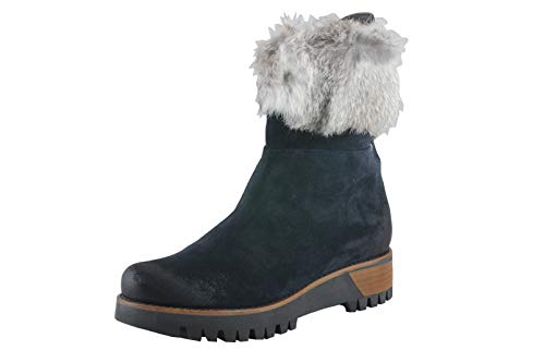 MANAS Damen Stiefelette 10180 dunkelblau Fettnubuk Webpelzfutter Gummisohle Größe 40