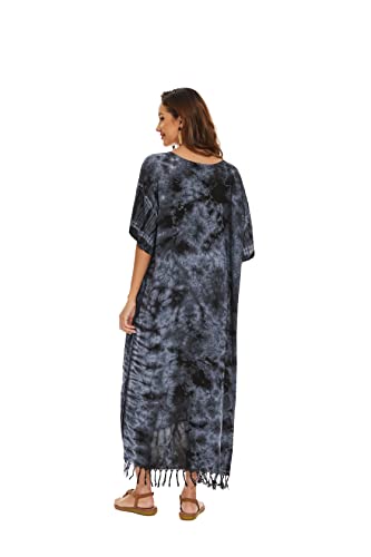 Image of Beautybatik Women Hippie Tie Dye Caftan Kaftan Loungewear Maxi Plus Size Long Dress XL to 4X