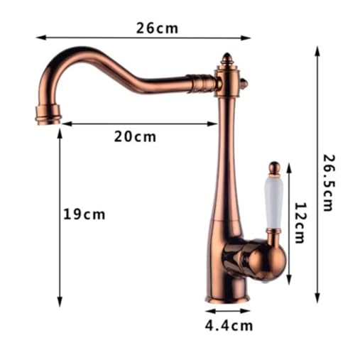 Robinet mitigeur d'évier eau chaude et froide avec bec pivotant laiton