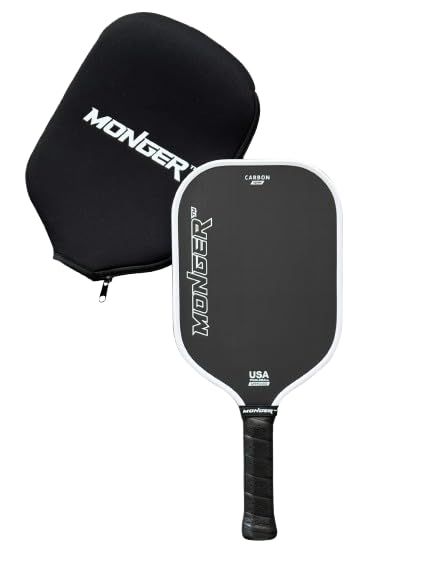 Monger 16mm Carbon Power Pro Gen 2 Pickleball Paddle – Thermoformed T700 Toray Carbon Fiber, White, High Performance, Durable, Lightweight, Professional Paddle for Competitive Play