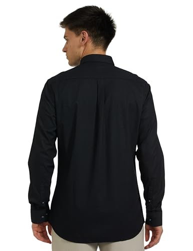 Image of Men Black Slim Fit Print Full Sleeves Casual Shirt