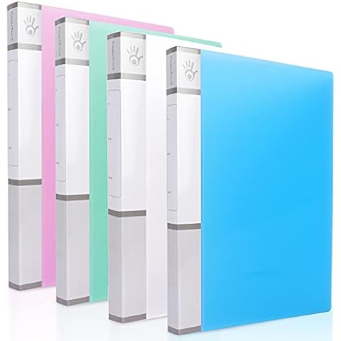 NatureTouch 3 Ring Binder, 1 Inch Binder Organizer Holds 8.5’’ x 11’’ Paper with Tag, Clear View Binder with Clear Pocket Sleeves - Translucent Multicolor, 4 Pack Cover