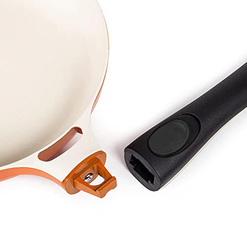 Frigideira Revestimento Cerâmico 28 Cm Cabo Destacável Laranja Le Cook
