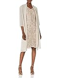 Alex Evenings Women's Short Embroidered Dress with Illusion Jacket, Taupe, 16