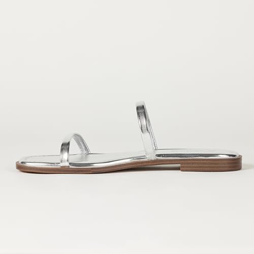 The Drop Women's Paris Square Toe Two Strap Flat Sandal2