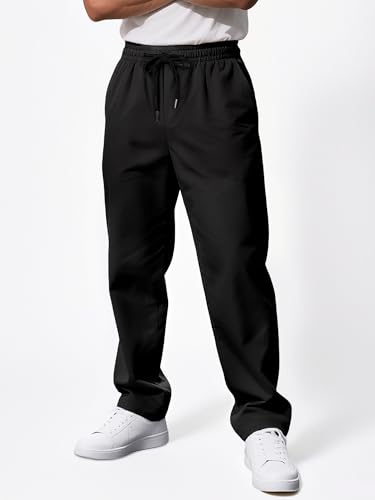 Comdecevis Mens Casual Pants Drawstring Elastic Waist Joggers Sweatpants with Pockets Straight Leg Cargo Pants3