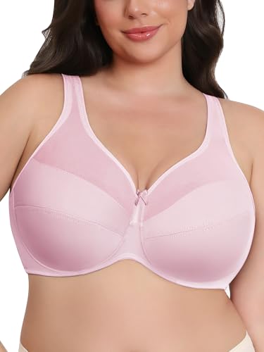 Bras for Women Underwire Plus Size Women's Minimizer Bras for Sagging Breasts Wire Minimizing Bra for Large Breasts Bralettes for Women with Support Lifting up Dark Pink 36DD 36 DD