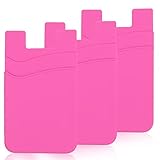 Meroqeel 3 Pack Hot Pink Adhesive Phone Wallet Stick on Card Holder for Phone Case