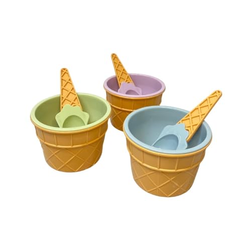 Tigela com colher sorvete Plástico 9,5x6,6cm