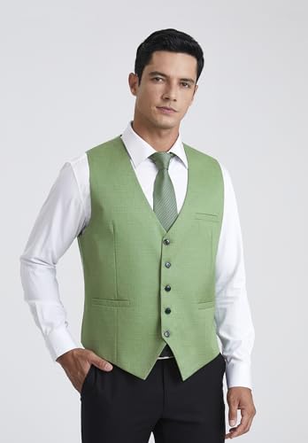 Image of Enlision Men's Suit Vest Business Formal Dress Waistcoat Solid Color Vest for Suit or Tuxedo