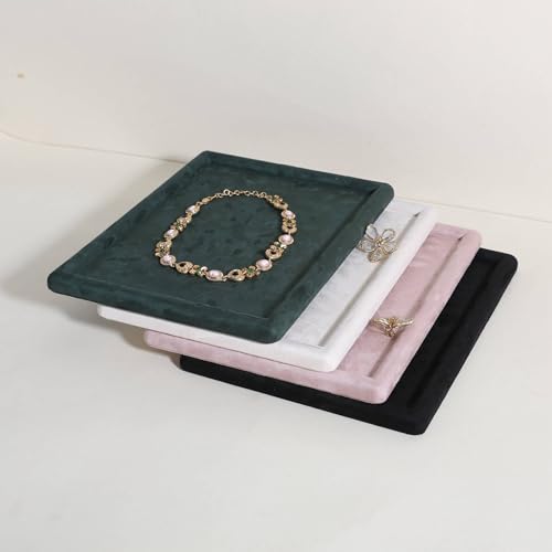 GemeShou Gemehou velvet Jewerly display tray, Top Microfiber Jewelry storage organizer plate, Empty Jewelry showcase tray for Necklace Bracelet Ring Earring Watch (Green-Medium, 11.8 x 8.7 in) by GemeShou - Image 4
