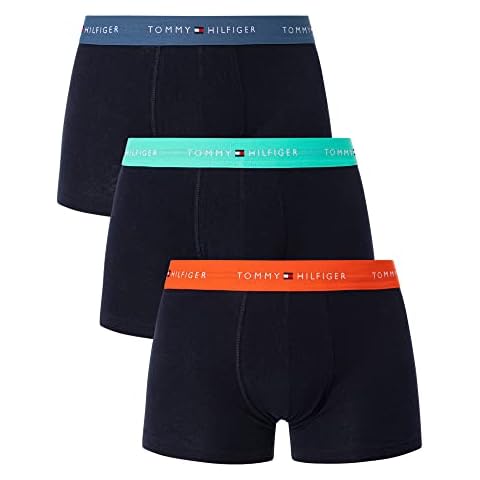 Tommy Hilfiger Herren 3er Pack Boxershorts Trunks Unterwäsche, Mehrfarbig (Deep Orange/Jade Green/Blue Coast), M Cover