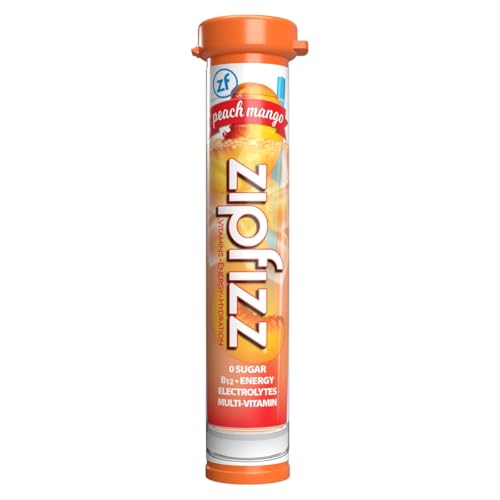 Zipfizz Energy Drink Mix, Hydration with B12 and Multi Vitamins, Peach Mango, 30 Count