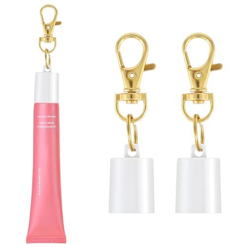 Keychain Cap for Summer Fridays 0.5 Oz Lip Balm keychain Keychain Cap Compatible with LANGIGE 0.35 oz Lip Balm (2Gold)