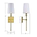 Linea di Liara Torcia Gold Wall Lighting with White Fabric Shade Modern Bathroom Bedroom Wall Lamp and Hallway Wall Light Fixtures Indoor Wall Sconce, UL Listed