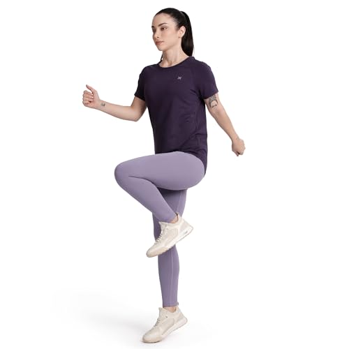 Image of Lavos Women's Regular Fit T-Shirt with Half Sleeve Round Neck, Bamboo & Cotton Gym, Yoga and Sports Wear for Women
