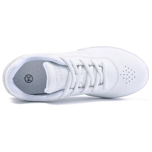 Image of White Cheer Shoes for Girls Womens Cheer Shoes Youth Girls Cheerleading Shoes Competition Gear Dance Tennis Sports Training Athletic Comfortable Flats Breathable Soft Kids Cheer Sneakers