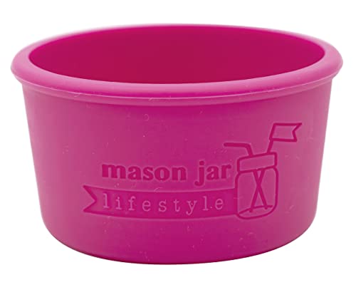 Mason Jar Lifestyle 4oz Silicone Sleeves/Jackets for Protecting Small Ball, Kerr, Quilted Canning Jars (Berry Pink, 2 Pack)