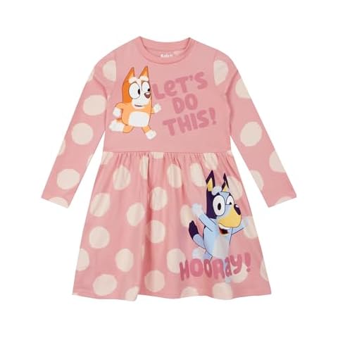 Bluey Polka Cotton Winter Dress for Girls Cover