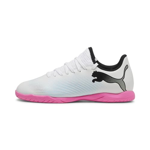 PUMA Future 7 Play IT Jr, Soccer Shoe, White Black-Poison Pink, 35 EU