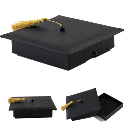 APLUSWER Graduation Gift Box with Tassel Class of 2026 COLOR Graduation Cap Box Gift Wrapping Grad Keepsake Memory Decor for College Graduate High School Party Favor Supply (Black)