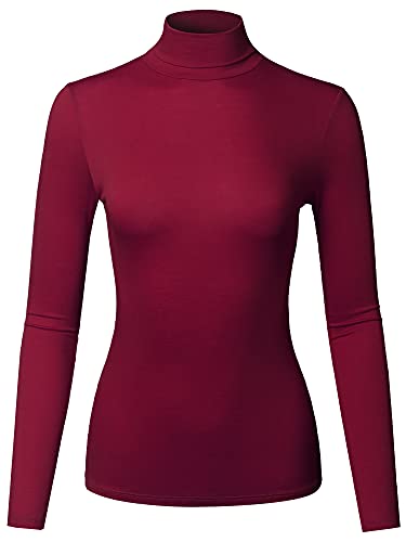Image of STARJJ Womens Basic Stretch Slim Fitted Underscrubs Layer Long Sleeves Pullover Turtleneck Top