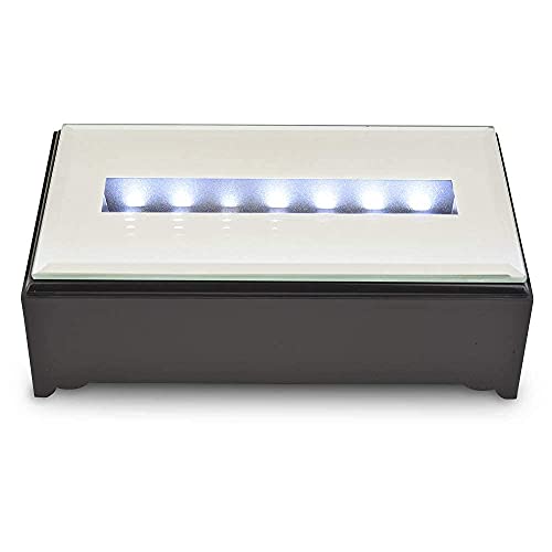 ASENTE 7 LED Light Base for Glass Art - White Light LED Display Base - LED Base Lights for Crystals - Lighted Display Stand w/ Mirror Top for More Dimension
