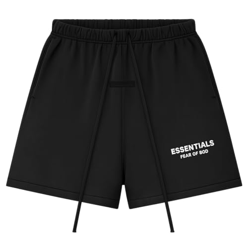 Essentials Athletic Shorts Adult Men Oversized Fit Choose one Size Down (US Alpha Small Regular Regular Jet Black 25)
