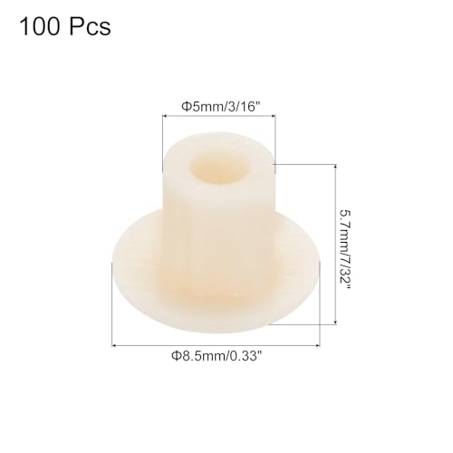 Image of MECCANIXITY 100pcs Plastic Hole Plugs, 5mm (3 /16 Inch) Yellow Screw Caps Cover Snap in Locking Round Button Top Shelf Plugs for Cabinet Cupboard Bookcase License Plate Furniture