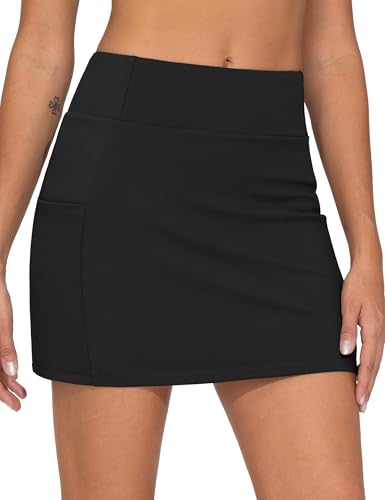 THE GYM PEOPLE Women's High Waisted Golf Skorts Tennis Mini Athletic Active Skirts Built-in Shorts with 3 Pockets