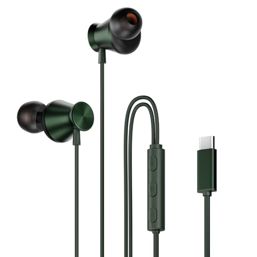 Image of HAMMER Nova in Ear C Type Earphones Wired with Mic,13mm Driver, in-line Control, Metallic Built, Powerful Bass, Comfortable & Lightweight (Green)