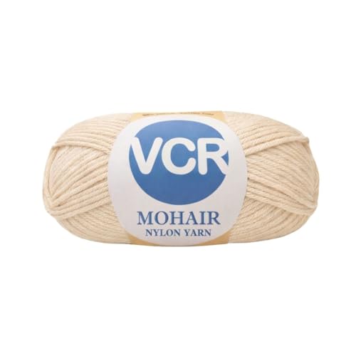 Image of VCR Mohair Nylon Beige Yarn, 100 Grams Hank, 196 Meters Length, Acrylic 75%, Mohair Nylon 25%, Pack of 1 Yarn, Soft Crosia Threads, Suitable for Winter Garments.