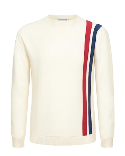 OXKNIT Men Shirt Long Sleeve Basic Knit Pullover Shirts White Crewneck Sweatshirts Casual Tops