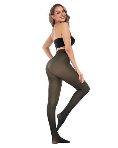 Image of CHRLEISURE Women's Fleece Lined Tights - Fake Sheer Warm Pantyhose Thick Winter Leggings