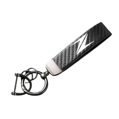 Porte-clés Moto en Cuir et Fibre de Carbone pour Kawasaki Z400 Z900 Z800 Z750 Z650 Z1000SX ZX10R ZX6R Porte-clés en Cuir de Haute Porte-clés Moto Portable...