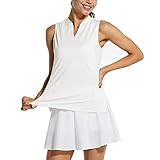 BALEAF Women's Sleeveless Golf Shirts Quick Dry V-Neck Lightweight Tennis Tank Tops Polo White M