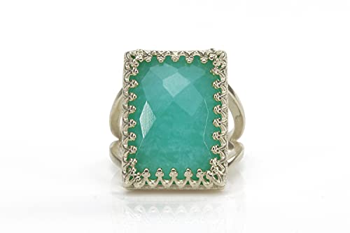 Bague amazonite avec boîte cadeau idéal pour anniversaire - 4